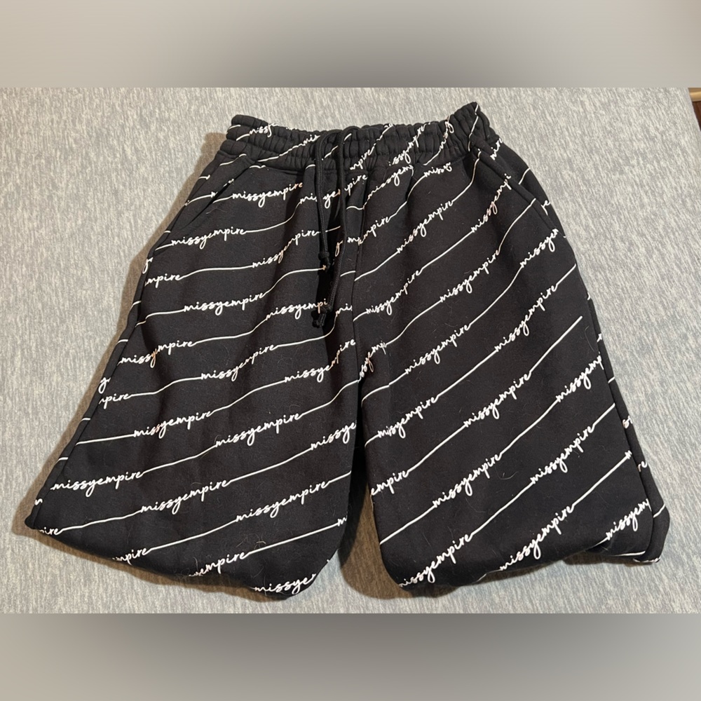 Missy Empire black white graphic sweatpants joggers women’s 0 lined stretch soft - Picture 2 of 14